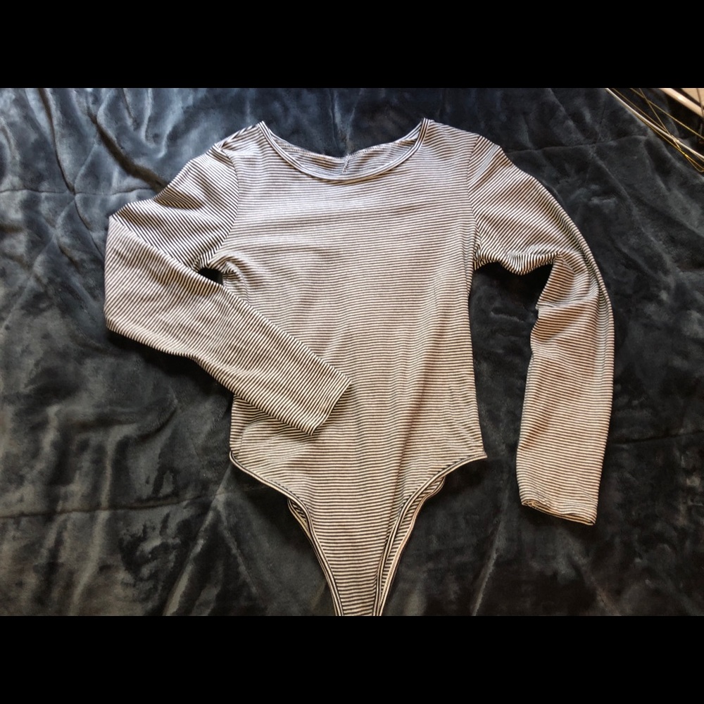 Striped black/white body suit